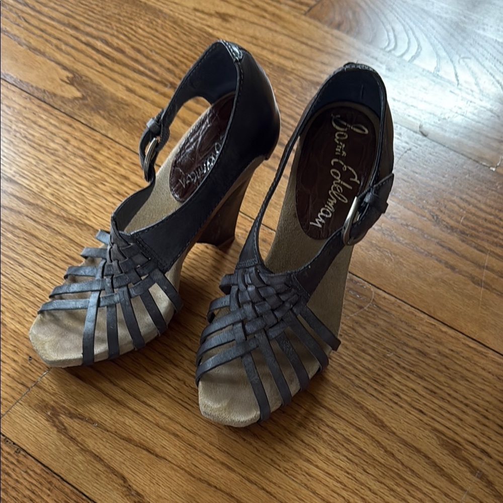 Sam Edelman Black Woven Strappy High Heel Sandals